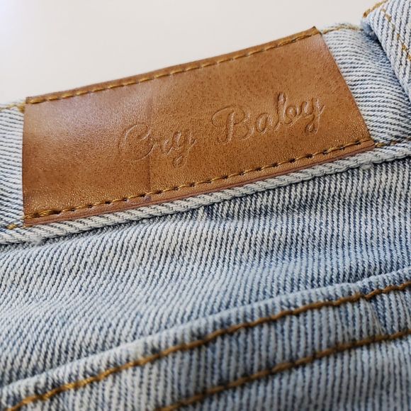 Cry Baby Women's Light Wash Button Fly Straight Leg Jeans, Size 29-P, Size 8 - Picture 5 of 12